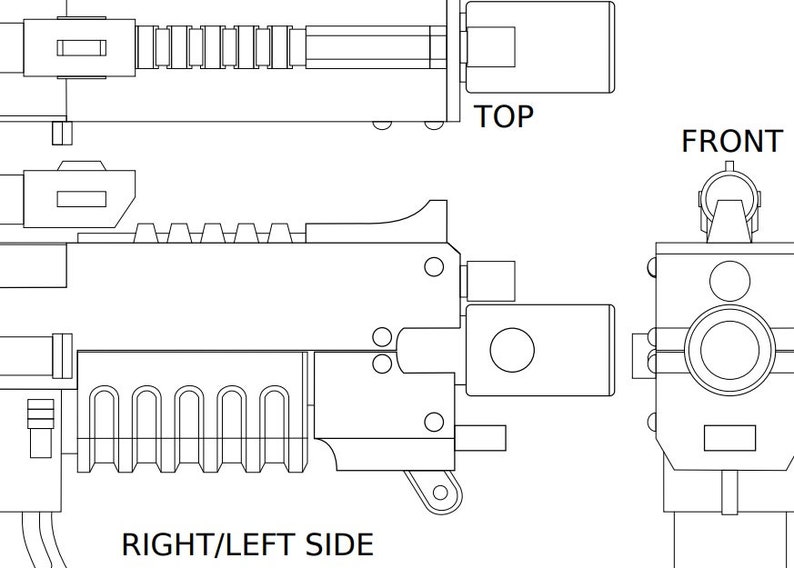 Basic Bolter Rifle (40k) digital reference drawing for prop making image 1