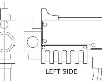 Basic Bolter (40K) digital reference drawing for prop making