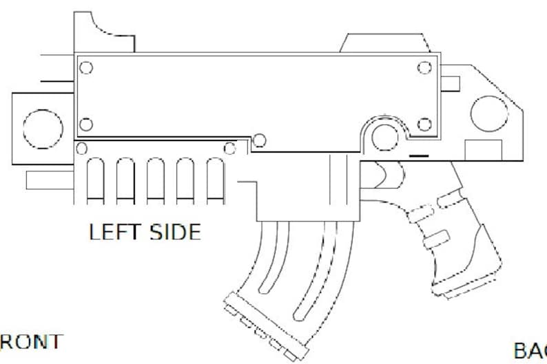 Basic Bolter (40K) digital reference drawing for prop making image 2
