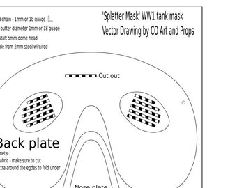 Splatter mask (WWI) digital template for prop making