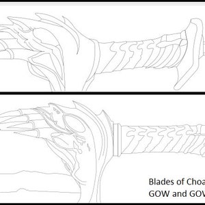 Blades of Chaos GOW digital referensritning för rekvisitatillverkning