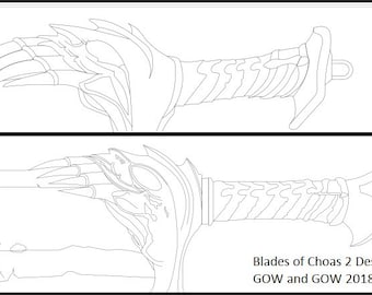 Blades of Chaos GOW digital reference drawing for prop making