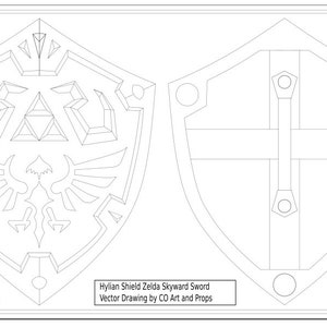 Skyward Sword Hylian Shield digital reference drawing for prop making