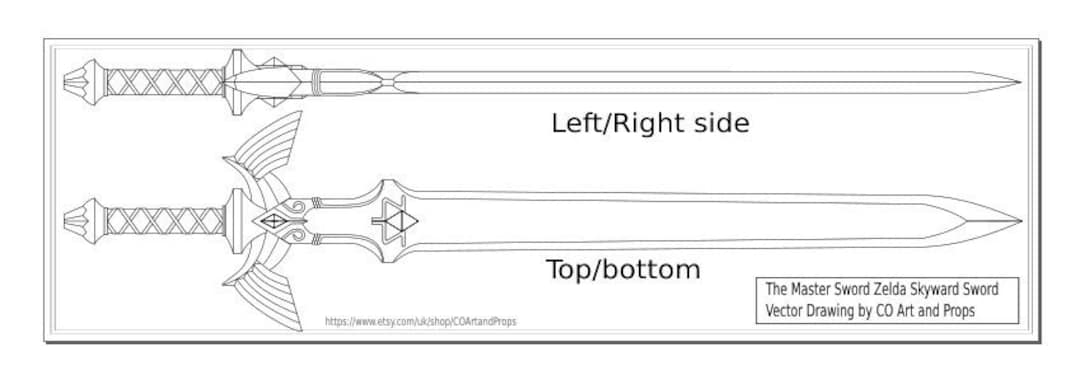 Zelda Master Sword Digital Reference Drawing for Prop Making - Etsy, حجم الصورة 1080x375