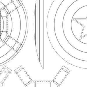 Dibujo de referencia digital del Escudo del Capitán América para la fabricación de accesorios