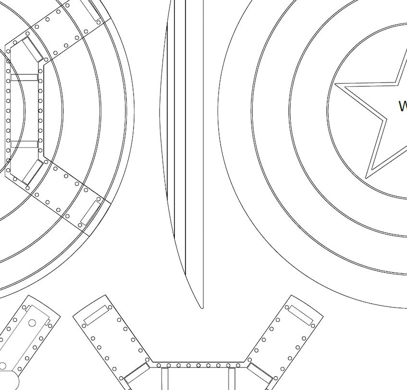 Captain America Shield digital reference drawing for prop making image 1