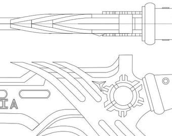 COD BO III Fury's Song digital reference drawing for prop making