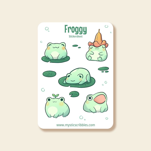 Froggy Sticker Sheet | Niedliche Tiere, Frösche, glänzende Aufkleber,