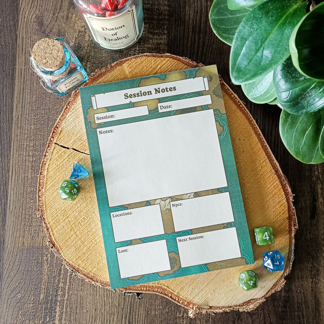 D&amp;D Session Notes A5 Notepad - Etsy