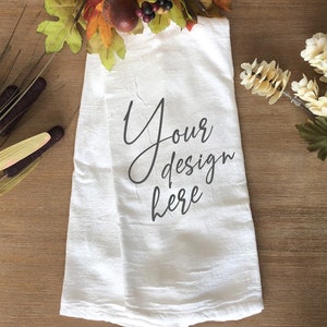 Tea Towel Flour Sack Fall Mockup - Kitchen Towel Mockup