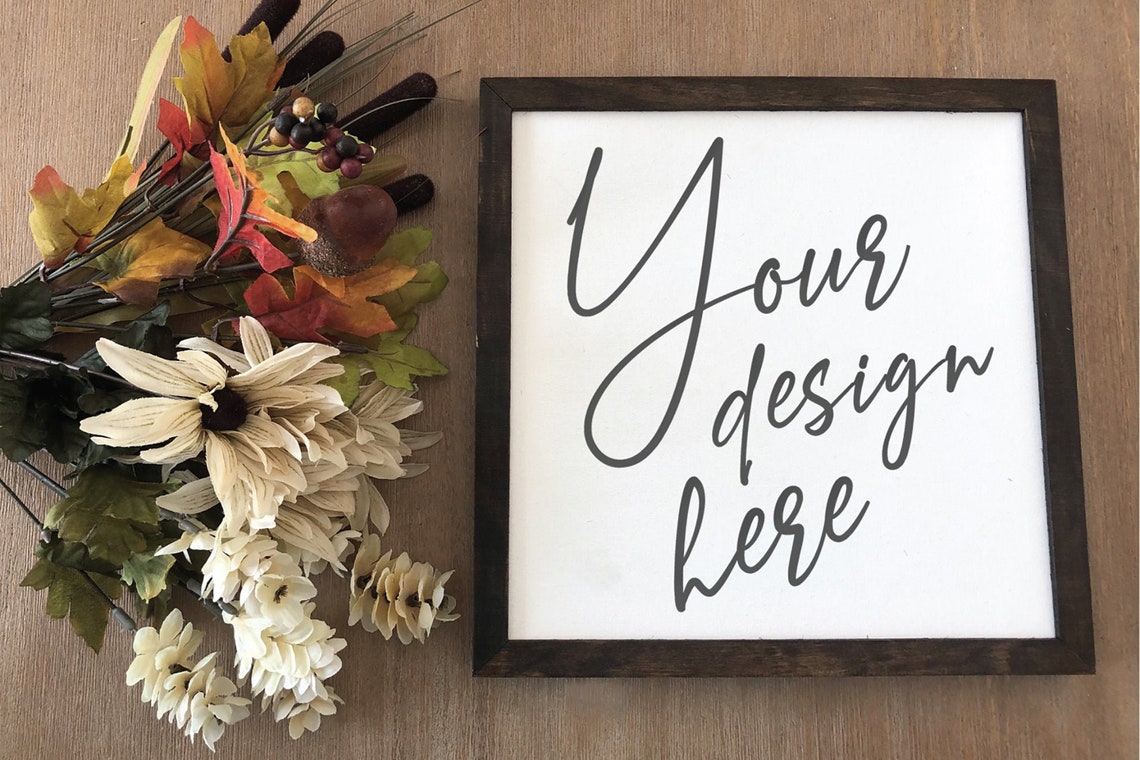 Fall Wood Sign Mockup Crafters Sign Reverse Canvas Fall | Etsy