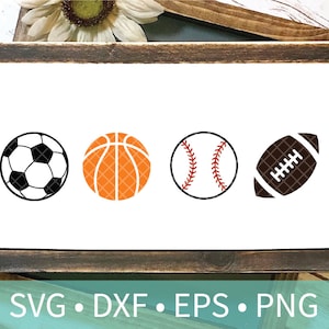 Soccer Ball Basketball Baseball Football SVG dxf png clipart - Soccer Basketball Baseball Football File for Cutting - Sports svg eps png dxf