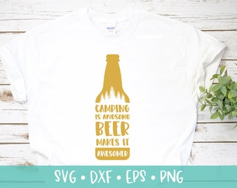 Camping is Awesome Beer SVG DXF png eps clipart file - Instant Download Camping Silhouette Cutting File for Cricut and Cameo