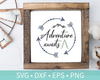 Adventure Awaits SVG - Mountains Lumberjack Tribal Arrows svg dxf png eps clipart cutting file
