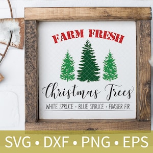 Farm Fresh Christmas Trees svg dxf eps png file - Fresh Cut Trees cut file - Spruce Abete Christmas Tree svg dxf - Christmas Decor DIY Crafts