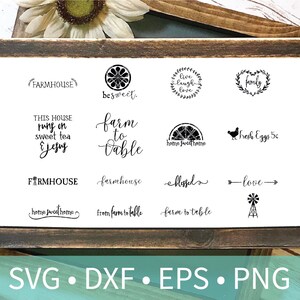 Bondgård SVG DXF Clipart Silhouette Bundle - Sött te och Jesus - från gård till bord svg dxf png eps - färska ägg svg - bondgårdsstenciler bild 1