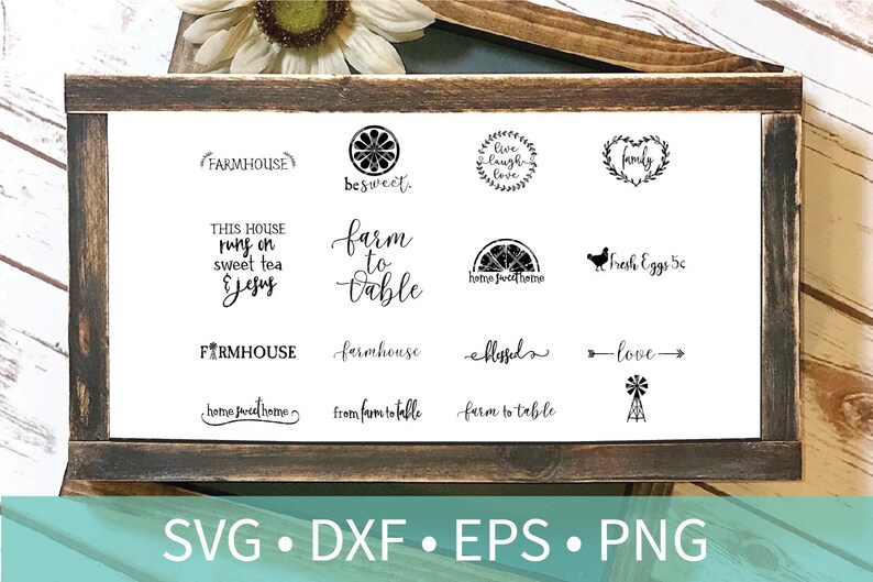 Bondgård SVG DXF Clipart Silhouette Bundle - Sött te och Jesus - från gård till bord svg dxf png eps - färska ägg svg - bondgårdsstenciler bild 1