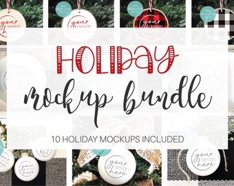 Holiday Christmas Mockup Bundle | Christmas Ornament Mockup | Plate Mockup | Christmas Mockups
