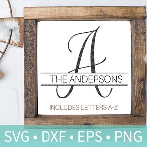 Split Monogram Letter SVG DXF Stencil - Full Alphabet Script Split Monogram SVG Stencil - Monogram png - Monogram silhouette Cut File