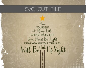 Christmas Tree SVG DXF - Christmas Word Tree SVG - Merry Christmas Cutting File - Christmas Silhouette File for Cutting - Christmas Sign
