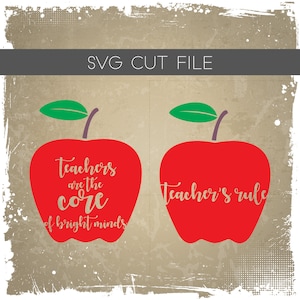 Profesor Apple SVG - Maestros regla Apple SVG - Rojo Apple SVG - Archivo de corte de Apple - Archivo de silueta de Apple para cortar