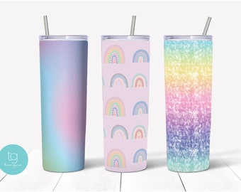 Rainbow 20oz Skinny Tumbler Sublimation Wrap Bundle