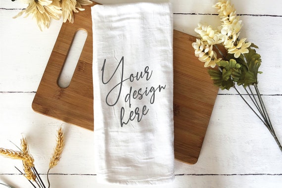 Download Tea Towel Flour Sack Floral Mockup Kitchen Towel Mockup Etsy