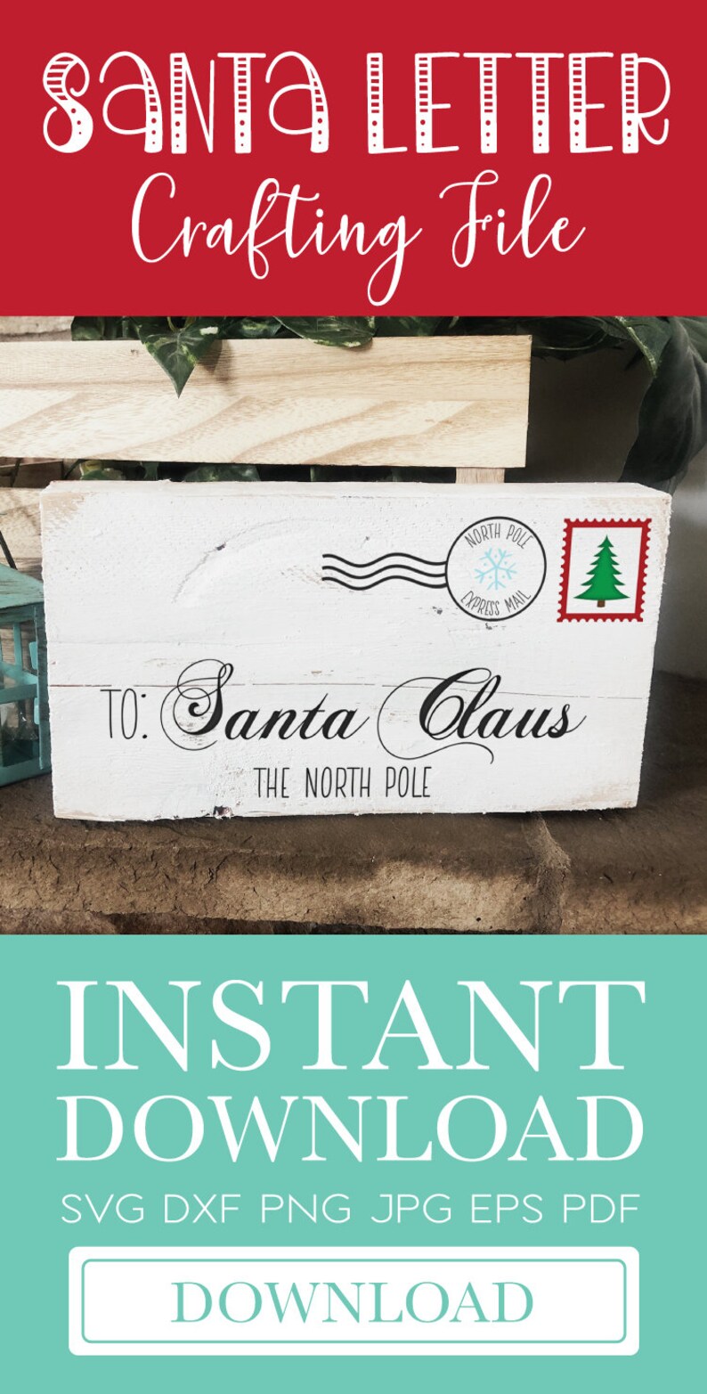 Download Santa Claus Letter Envelope SVG DXF PNG Cut File Christmas ...
