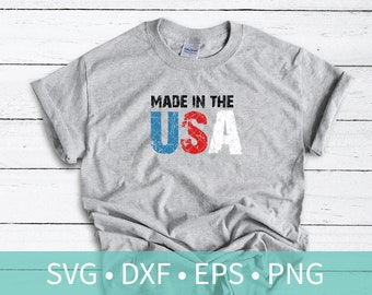 Made in the USA Distressed SVG DXF Stencil - Memorial Day Fourth of July Labor Day Shirt Svg Stencil Cut File - Red White Blue - Americana