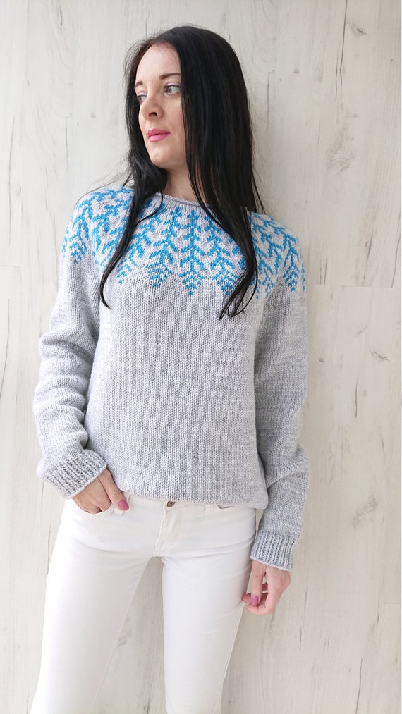 Lopapeysa Icelandic Sweater for Women Fair Isle Hand Knit | Etsy