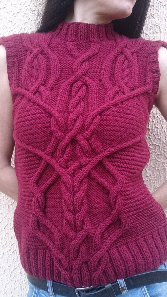 womens hand knit wool vest