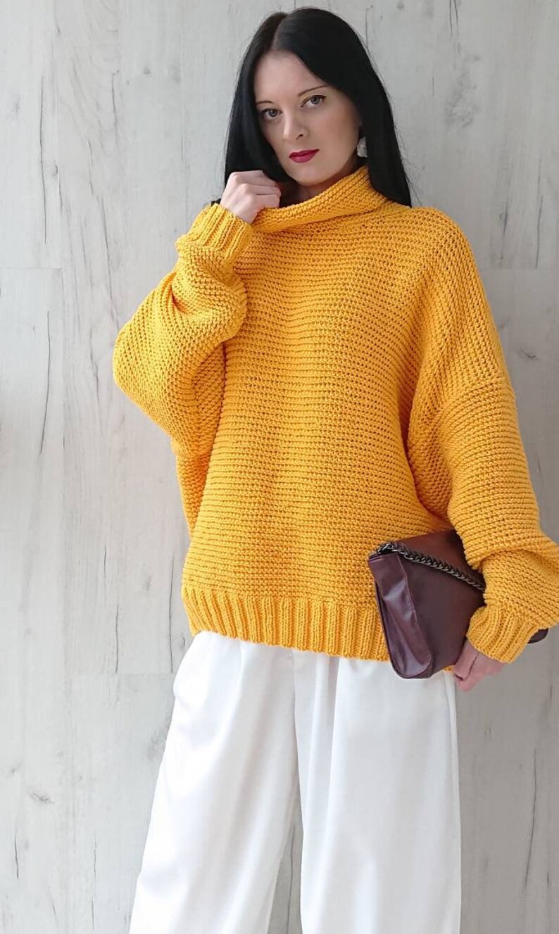 Oversized chunky knit sweater for women Cotton hand knit