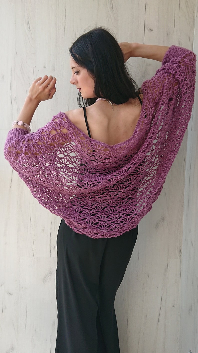 Crochet cocoon shrug for women Lace mohair lurex bolero in Etsy