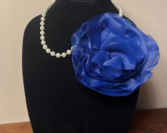 Ribbon Brooch with Pearls and Crystals: Handmade Accent Pin