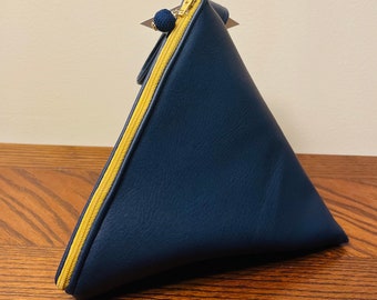 Handmade Triangle Faux Leather Bag with Wrist Loop