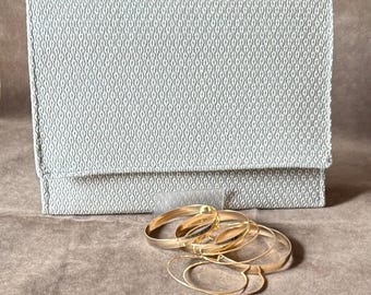 Ebony Clutch - Handcrafted Cream Tweed Clutch with Magnetic Closure