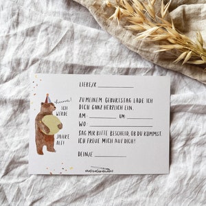 Einladung Kindergeburtstag / Karten Set Tiere Geburtstagsparty / natürliche Farben, nachhaltig, Recyclingpapier zdjęcie 4