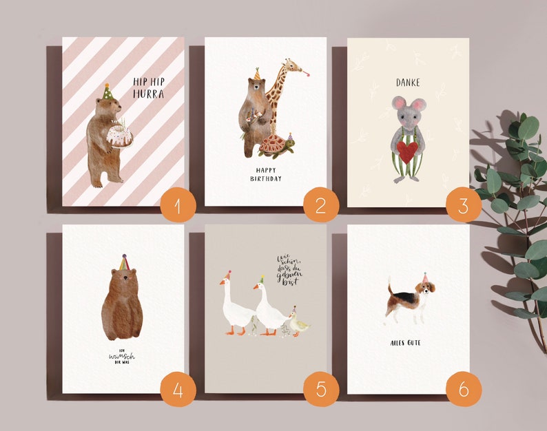 Postkarten Set / individuell zusammenstellen / Karten zu Geburtstag, Geburt, Danke, Weihnachten / 4, 6 oder 12 Karten Bild 2