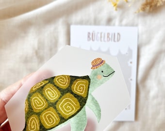 Iron-on turtle patch for ironing onto textiles