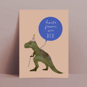 Karte Heute feiern wir dich / T-Rex Dino Geburtstagskarte  / nachhaltig, Recyclingpapier