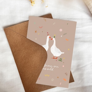 Birthday card / Wild goose party hat / Card made from recycled paper image 3