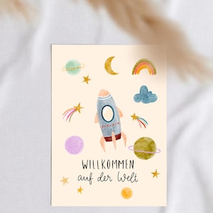 Birth announcement card / Baby Universe Welcome to the world / Rainbow baby image 2