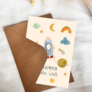 Birth announcement card / Baby Universe Welcome to the world / Rainbow baby image 3