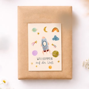 Birth announcement card / Baby Universe Welcome to the world / Rainbow baby image 5
