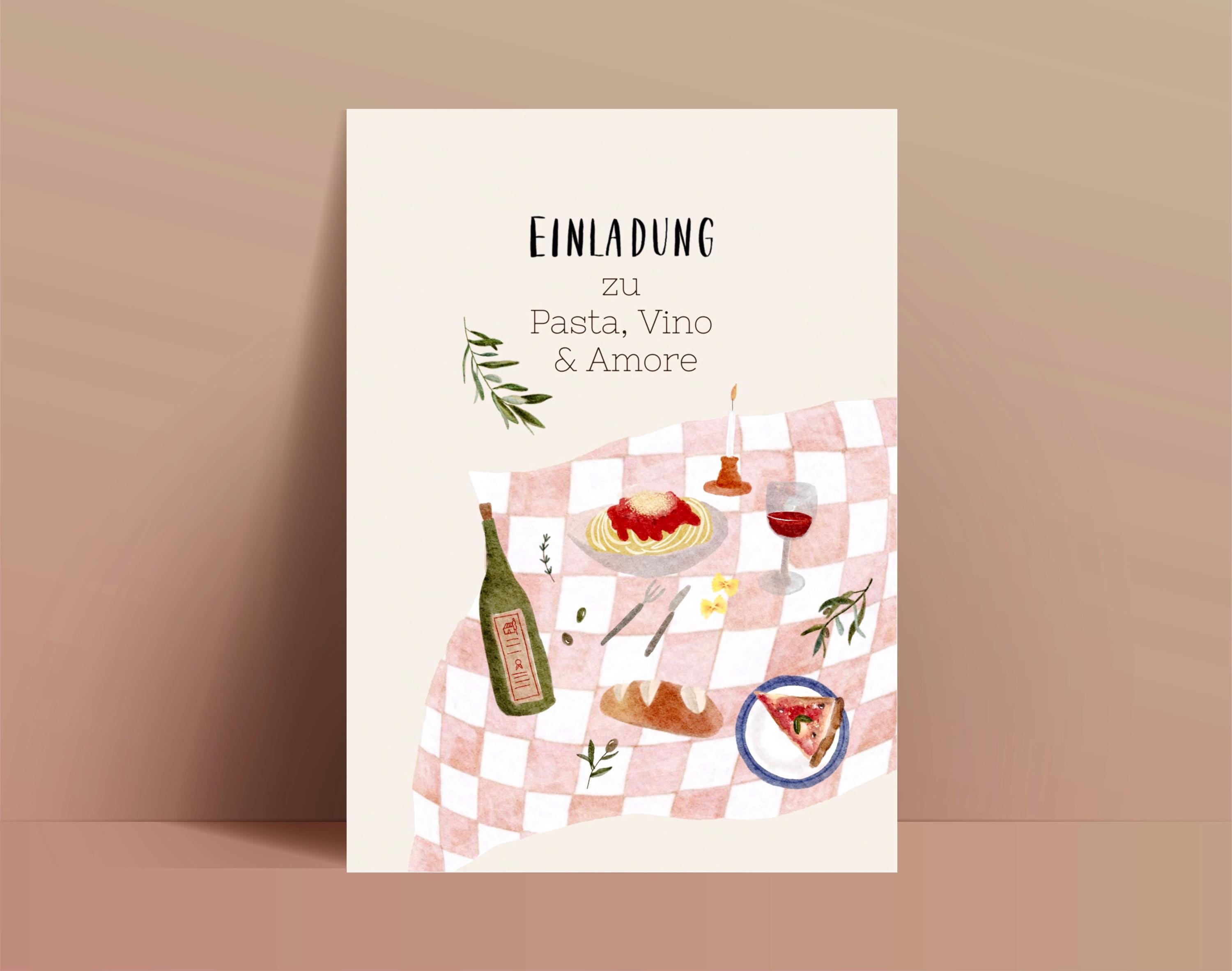 Einladungskarte 'Kommt Essen!' – Büttenkarte Mit Umschlag, 10x15 Cm, Für Dinner-Partys & Hochzeiten