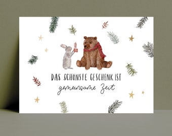 Karte Gutschein Weihnachtsgeschenk / universal / gemeinsame Zeit schenken / Geschenkidee / minimalistisch, nachhaltig