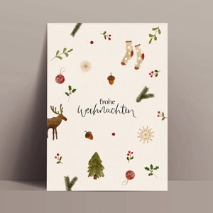 Christmas card Hygge Merry Christmas Scandinavia / Winter Forest Nature / Sustainable postcard A6