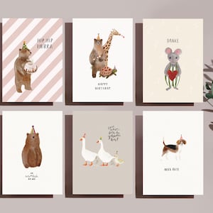 Postkarten Set / individuell zusammenstellen / Karten zu Geburtstag, Geburt, Danke, Weihnachten / 4, 6 oder 12 Karten Bild 1