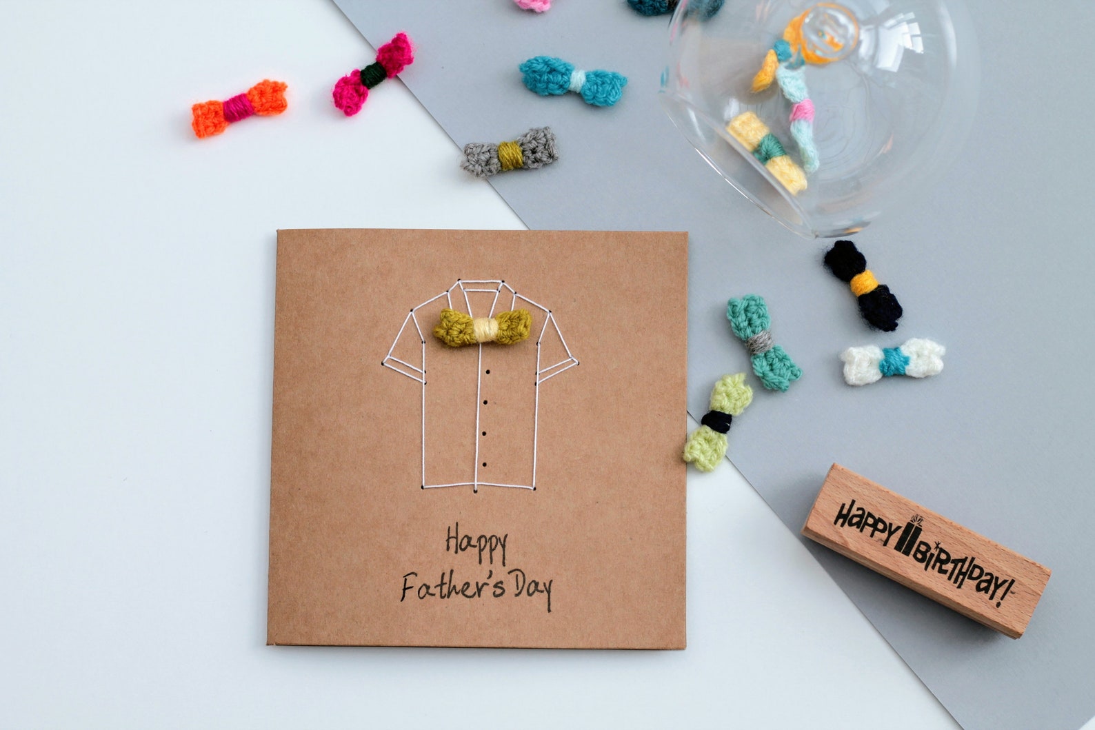 Handmade Bow Tie Happy Father's Day Card / Unique Shirt | Etsy