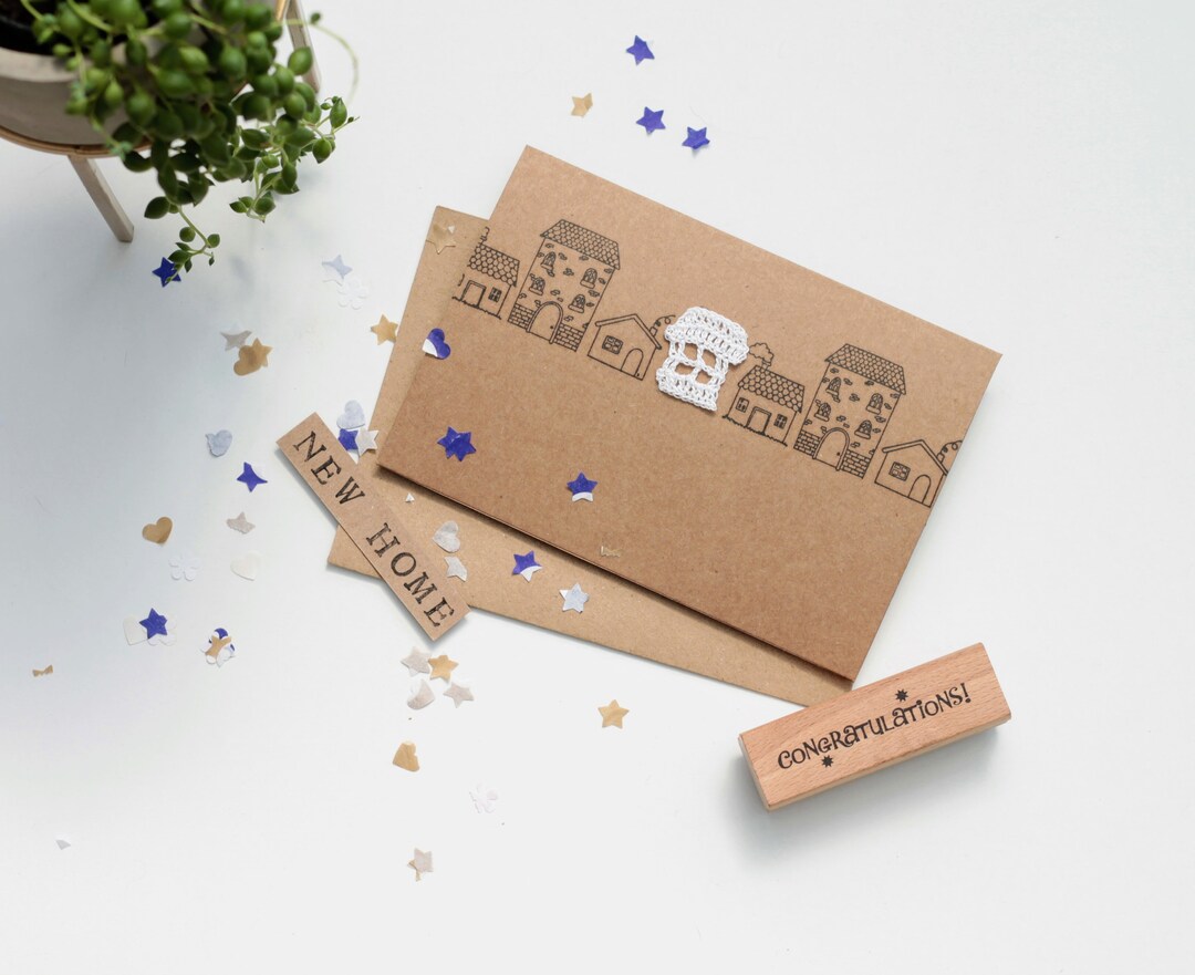 Handmade Crochet House Card: New Home Congratulations Kraft Card - Etsy
